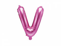 PartyDeco Balon din folie Mini - Litera V 35 cm roz