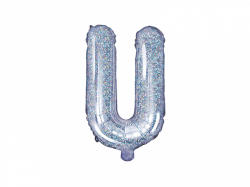 PartyDeco Balon din folie Mini - Litera U 35 cm holografic