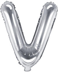 PartyDeco Balon din folie Mini - Litera V 35 cm argintiu