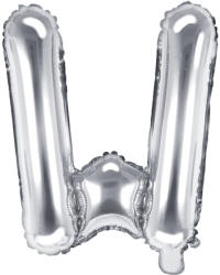 PartyDeco Balon din folie Mini - Litera W 35 cm argintiu