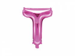 PartyDeco Balon din folie Mini - Litera T 35 cm roz