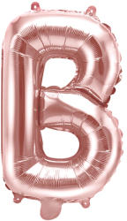 PartyDeco Balon din folie Mini - Litera B 35 cm auriu-roze