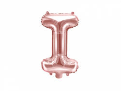 PartyDeco Balon din folie Mini - Litera I 35 cm auriu-roze