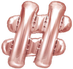 PartyDeco Balon din folie Mini - Simbol # 35 cm auriu-roze