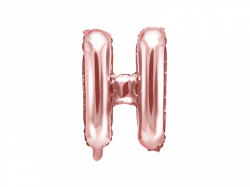 PartyDeco Balon din folie Mini - Litera H 35 cm auriu-roze