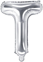 PartyDeco Balon din folie Mini - Litera T 35 cm argintiu