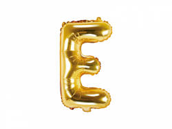 PartyDeco Balon din folie Mini - Litera E 35 cm auriu