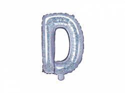 PartyDeco Balon din folie Mini - Litera D 35 cm holografic