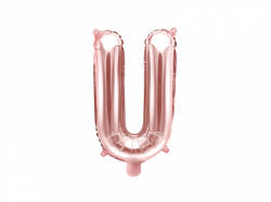 PartyDeco Balon din folie Mini - Litera U 35 cm auriu-roze