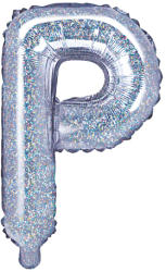 PartyDeco Balon din folie Mini - Litera P 35 cm holografic