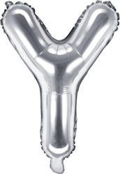 PartyDeco Balon din folie Mini - Litera Y 35 cm argintiu