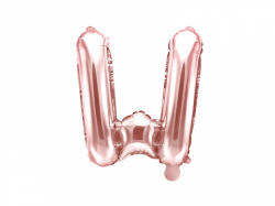 PartyDeco Balon din folie Mini - Litera W 35 cm auriu-roze