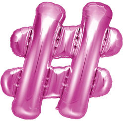 PartyDeco Balon din folie Mini - Simbol # 35 cm roz