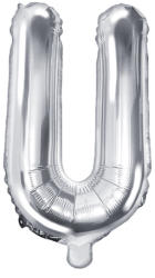 PartyDeco Balon din folie Mini - Litera U 35 cm argintiu