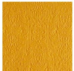 Ambiente Elegance ocher dombornyomott papírszalvéta 25x25cm, 15db-os - szep-otthon