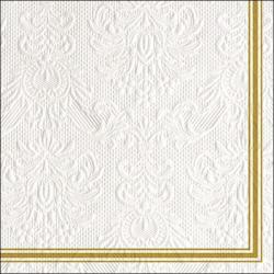 Ambiente Elegance Lea White/Gold dombornyomott papírszalvéta 33x33cm, 15db-os - szep-otthon