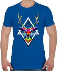 printfashion Geometrikus Szarvas - Férfi póló - Királykék (2917829)
