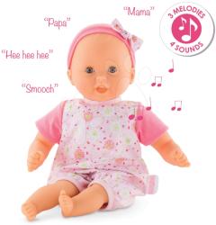 Corolle Játékbaba Bebe Calin Loving & Melodies Features Corolle inetraktív 4 hanggal és 3 dallammal barna pislogó szemekkel 30 cm 18 hó-tól (CO100100-FPJ95)