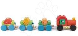Tender Leaf Fa kisvonat építőjáték Happy Train Tender Leaf Toys 14 darabos készlet 3 vagonnal és geometriai alakzattal 18 hó-tól (TL8337)