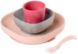 Beaba Étkészlet Silicone Meal set Beaba szilikonból 4 részes rózsaszín csecsemőknek (BE913429)