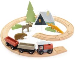 Tender Leaf Fa vonatpálya hegyekben Treetops Train Set Tender Leaf Toys vonattal állatkákkal és faházzal (TL8701)