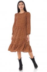 RohBoutique Rochie midi, ROH, maro multi, cu imprimeu micro - DR4230