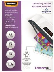 Fellowes Meleglamináló fólia, 80 mikron, A5, fényes, 25 db, FELLOWES (IFW53960) (5396003)