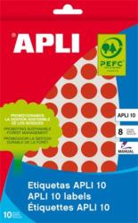 APLI Etikett, 10 mm kör, kézzel írható, színes, APLI, piros, 1008 etikett/csomag (LCA2732) (2732)
