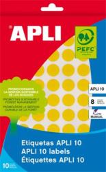 APLI Etikett, 16 mm kör, kézzel írható, színes, APLI, sárga, 432 etikett/csomag (LCA2738) (02738)