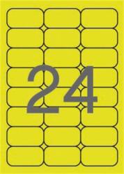 APLI Etikett, 64x33, 9 mm, színes, kerekített sarkú, APLI, neon sárga, 480 etikett/csomag (LCA2870) (02870)