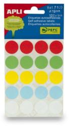 APLI Etikett, 19 mm kör, kézzel írható, színes, APLI, vegyes színek, 100 etikett/csomag (LCA7109) (7109)
