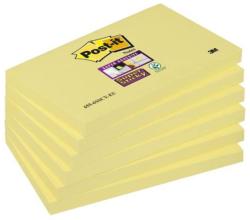 3M Öntapadó jegyzettömb csomag, 76x127 mm, 6x90 lap, 3M POSTIT Super Sticky, kanári sárga (LP6556SSCYEU) (7100242801)