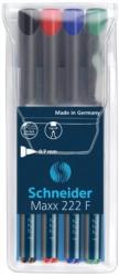 Schneider Alkoholos marker készlet, OHP, 0, 7 mm, SCHNEIDER Maxx 222 F, 4 különböző szín (TSC222V4) (112294)