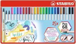 STABILO Ecsetirón készlet, fém doboz, STABILO Pen 68 brush, 19 különböző szín (TST5682532) (568/25-321)