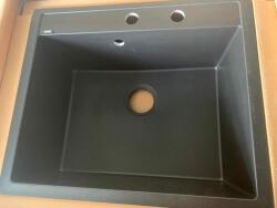 Kevmil Milan gránit egymedencés mosogatótál 600 x 500 mm - fekete (milan-black)