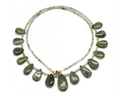  Colier Ochi de Pisica - Beril Lacrima Rotund Fatetat - 7-10 x 11-18 mm - Accesorii GF