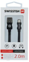 SWISSTEN Cablu Date Lightning Swissten Textil 2m Negru