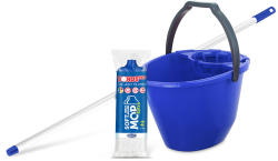 Bonus Felmosó szett-vödör KÉK 11L csavaró kosár, felmosó nyél 120cm Softmop 160gr (B330K) - alphadenthigienia