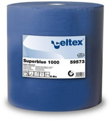 Celtex Superblue 1000 ipari törlő cellulóz, kék, 3 rétegű, 360m, 1000 lap, 36x36cm, 1 tekercs/zsugor (59573)