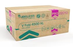 TUBELESS V Hajtogatott kéztörlő 2 rétegű, fehér, 100% cellulóz, 25x21cm, 20x225 lap, 4500 lap/karton (TUB22010)
