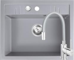 FERRO Set Chiuveta Ferro Mezzo II 1 Cuva 580 x 480 mm si Baterie Ferro Zumba cu Pipa Flexibila Gri (SETDRGM14858GABZA4S)