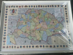 Régi Magyarország falitérkép keretezett 70x50 cm Magyar Szent Korona Országai, Régi Magyarország politikai térkép 1914