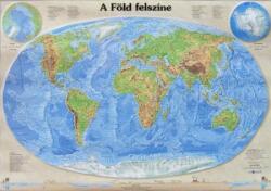 Föld falitérkép keretezett 70x50 cm Föld felszíne térkép keretezve, Föld domborzati térképe, Föld hegy-vízrajzi térkép
