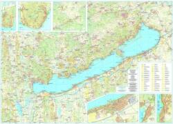 Szarvas András Balaton falitérkép keretezett Szarvas hajtogatott térképből fóliázva 1: 50 000, 1: 100 000 125x85