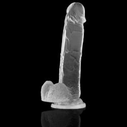 X Ray Xray tapadótalpas zselés dildó herékkel 22 cm - áttetsző