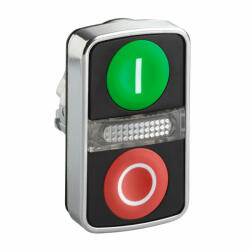 Schneider Electric Schneider ZB4BW7A3741 Harmony fém világító kettősfejű nyomógomb fej, Ø22, 1 zöld -, 1 piros (ZB4BW7A3741)