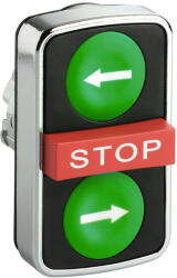 Schneider Electric Schneider ZB4BA73133 Harmony fém kettősfejű nyomógomb fej, Ø22, 1-1 zöld jobb/bal nyíl, piros , STOP (ZB4BA73133)