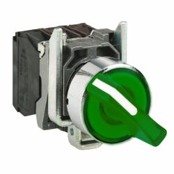Schneider Electric Schneider XB4BK123M5 Harmony komplett fém LED világító választókapcsoló, Ø22, 2 állású, 230 VAC, 1NO+1NC (XB4BK123M5)