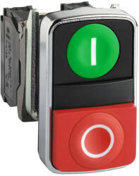Schneider Electric Schneider ZB4BA7341 Harmony fém kettősfejű nyomógomb fej, Ø22, 1 zöld - 1 kiemelkedő piros - nyomógomb (ZB4BA7341)
