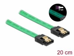 Delock Cablu SATA III 6 Gb/s UV glow effect 20cm Verde, Delock 82017 (82017)